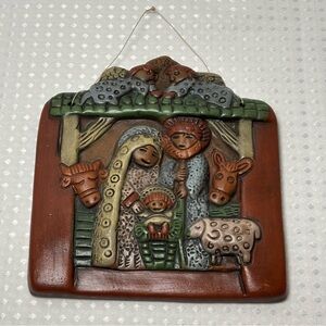 Hand Painted Ceramic Nativity Wall Hanging